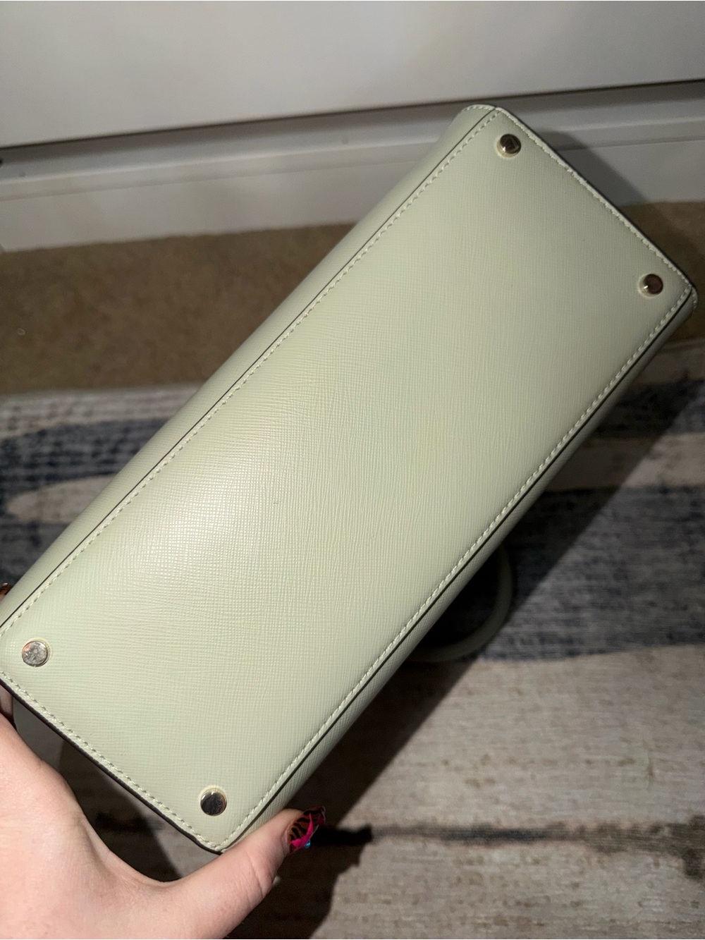 kate spade Mint Green Structured Satchel with Gold Logo - Picture 4 of 4